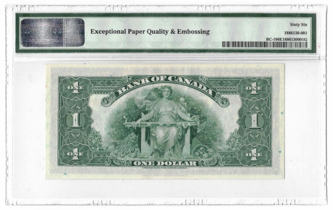 1935 $1 Bank of Canada English Text PMG Gem 66 EPQ