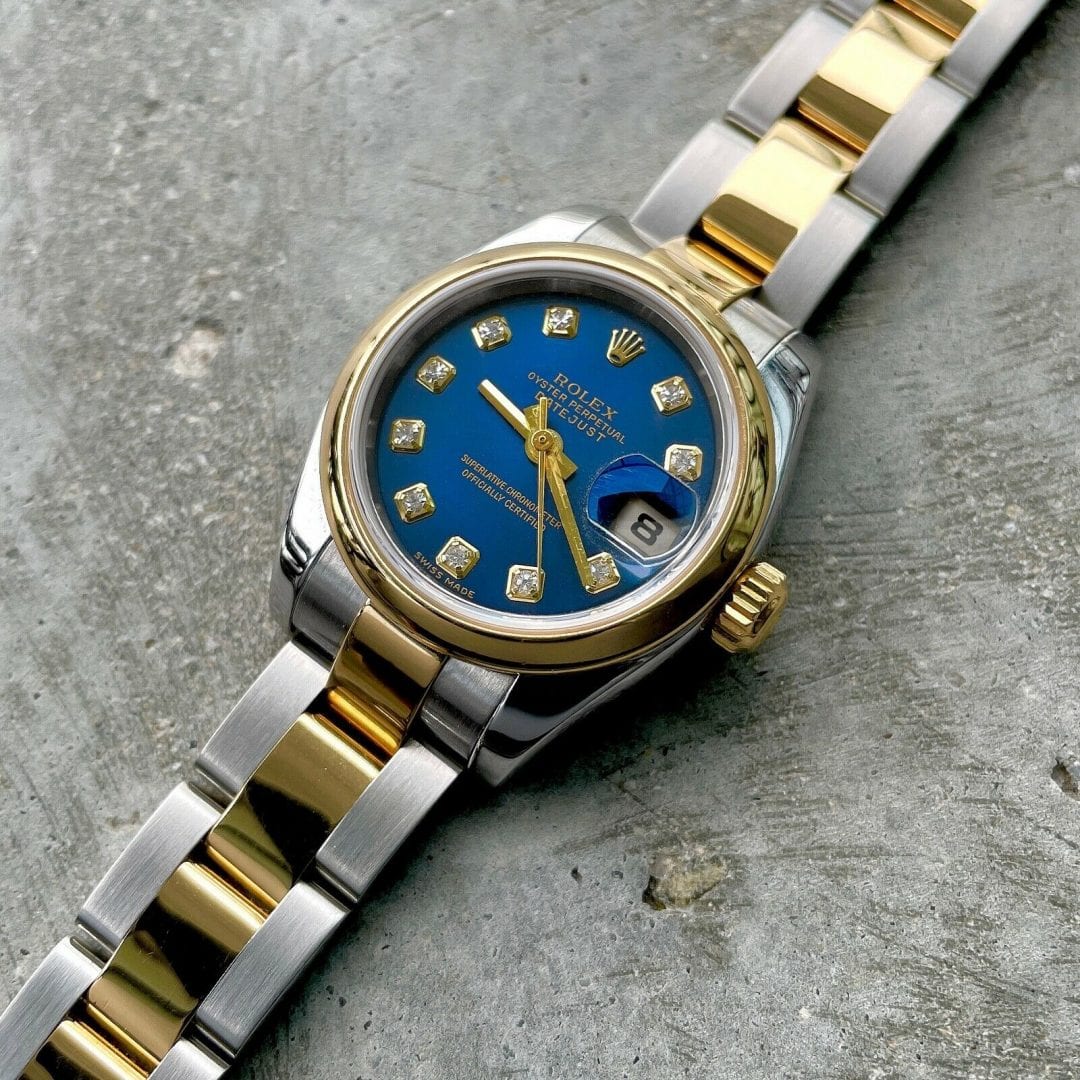 2004 Rolex 26mm Ladies Datejust 179163 Two Tone - Factory Blue Diamond Dial