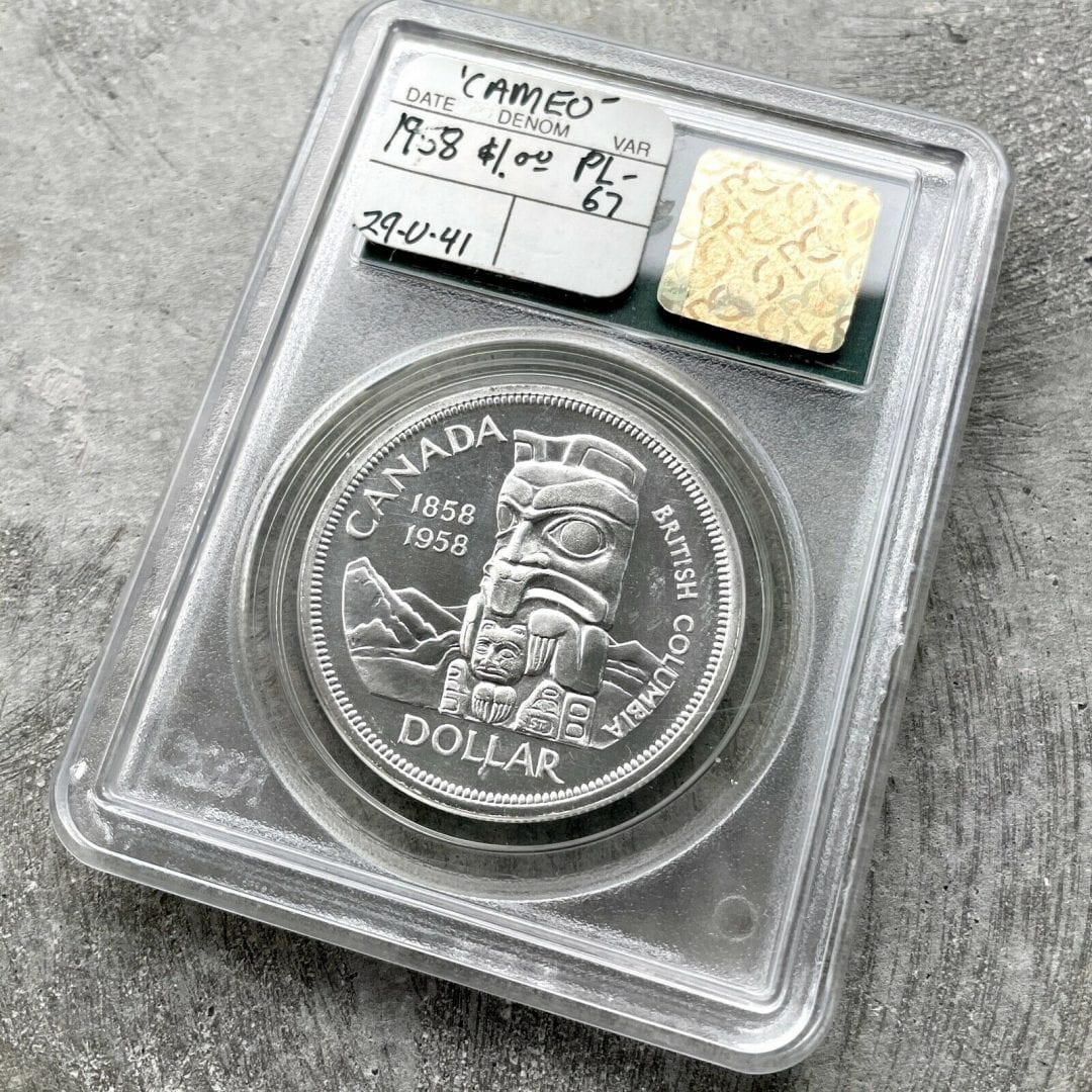 1958 Canada 1 Dollar Silver Coin One Proof Like PCGS Gem PL 67 Cameo Old Holder