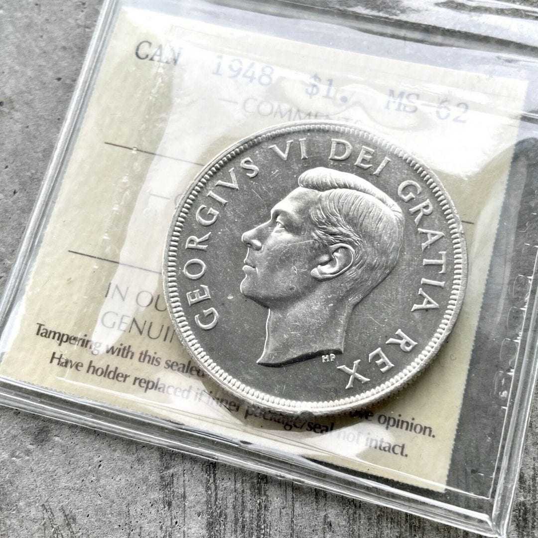 1948 Canada 1 Dollar Silver Coin One Dollar ICCS MS 62 Choice Unc - No Reserve
