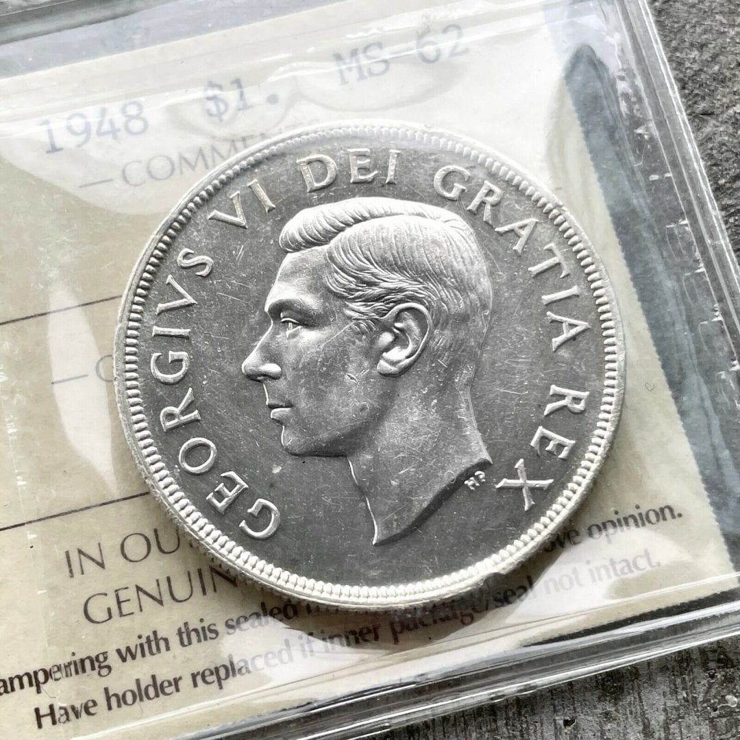 1948 Canada 1 Dollar Silver Coin One Dollar ICCS MS 62 Choice Unc - No Reserve