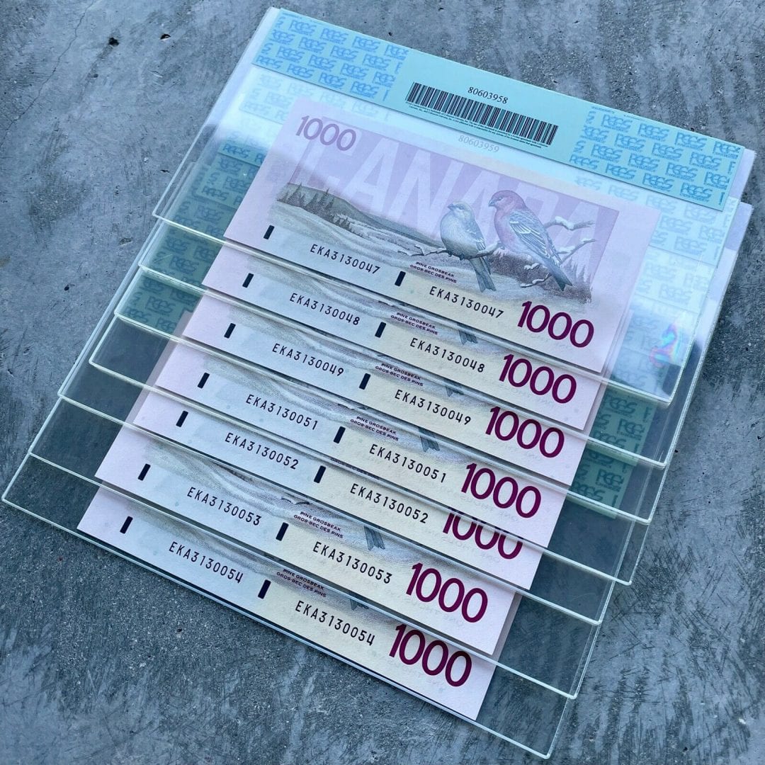 1988 $1000 Bank of Canada EKA PCGS Gem UNC 67 PPQ - 6 Consecutive Notes