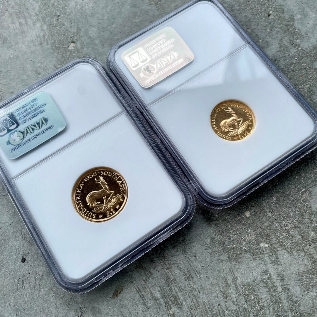 Pair of 1958 1 Pound and 1/2 Pound South Africa Gold Coin - NGC Proof 66 + 65
