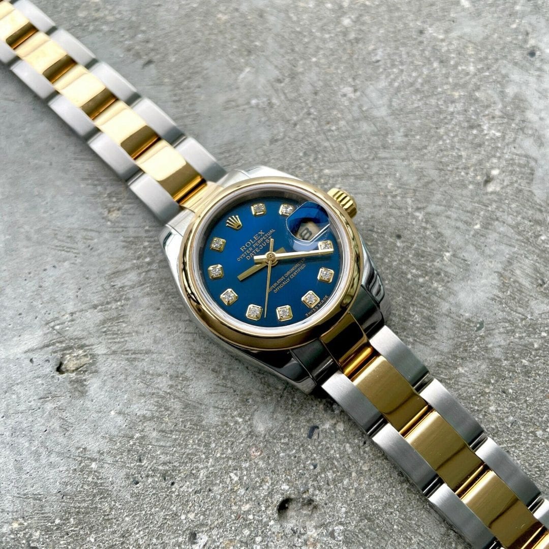 2004 Rolex 26mm Ladies Datejust 179163 Two Tone - Factory Blue Diamond Dial