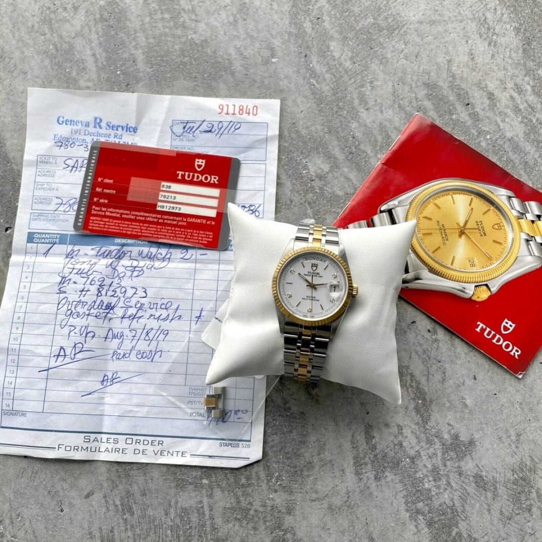 Tudor 36mm Mens Datejust 76213 Two Tone - White Diamond Dial - Papers +Serviced