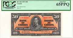 ✪ 1937 $50 Bank of Canada Gordon Towers BC-26b - PCGS Gem Unc 65 PPQ