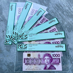 1988 $1000 Bank of Canada EKA PCGS Gem UNC 66 PPQ - 6 Consecutive Notes