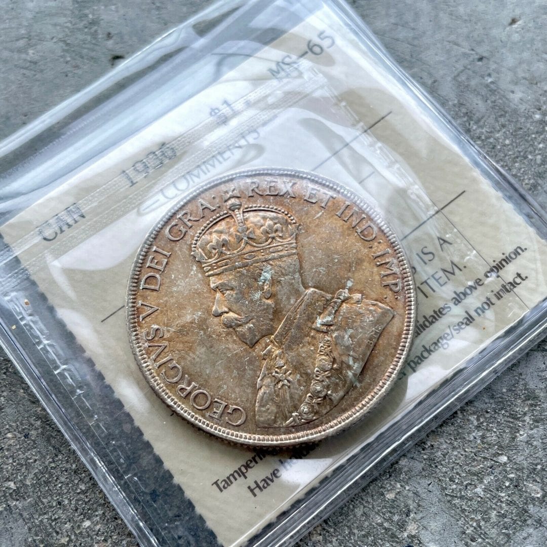1936 Canada 1 Dollar Silver Coin One Dollar - ICCS Gem 65 - With Toning