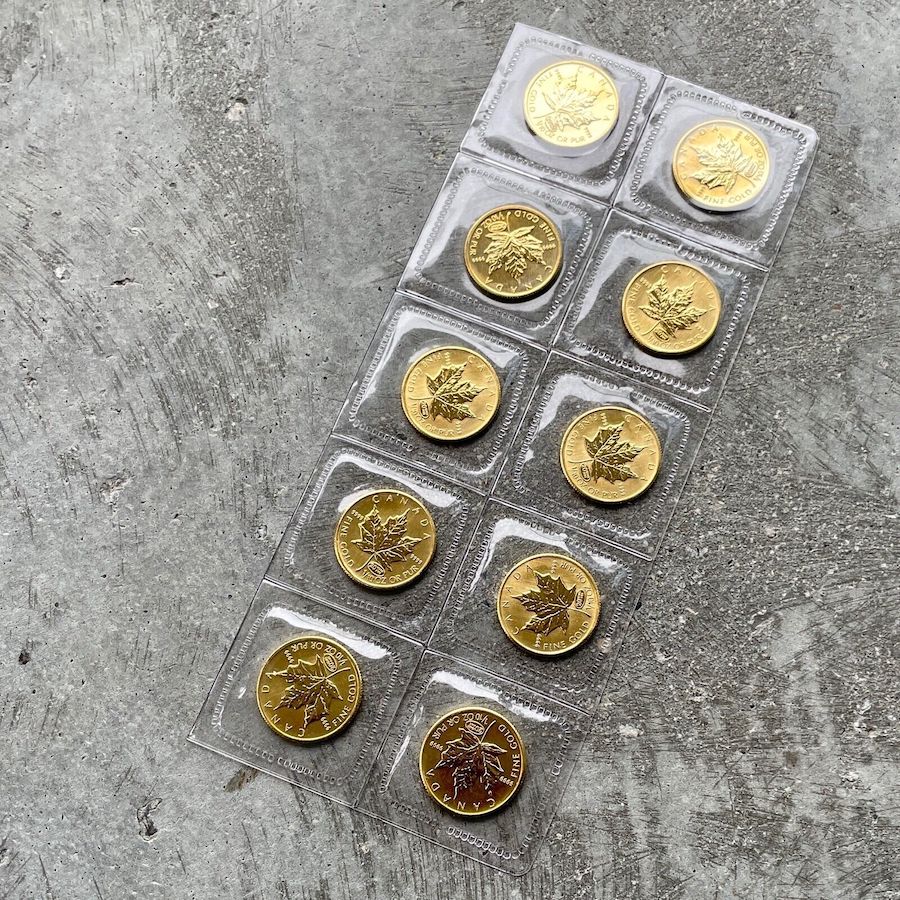 10 x Sheet of Canada 1/10th Maple with 20 Year Privy Mark