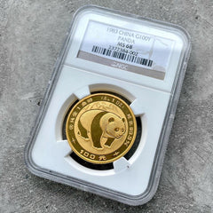 1983 Gold Panda 1 oz China Gold .999+ Fine 100 Yuan - NGC MS 68