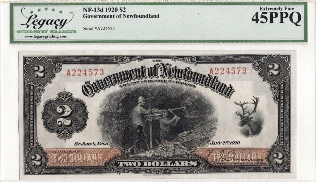 1920 $2 Government of Newfoundland NF-13d Legacy 45