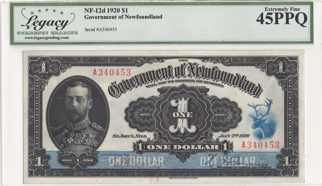 1920 $1 Government of Newfoundland NF-12d Legacy 45