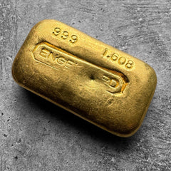 Vintage Engelhard 1.608 oz Gold Poured 50 gram Bar .999 - With counter stamp!