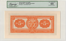 Load image into Gallery viewer, 1929 $5 Eastern Bank of Canada Face + Back Proof - Legacy 66 / 64 PPQ
