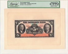 Load image into Gallery viewer, 1935 $5 Dominion Bank Canada Toronto Face + Back Proof - 67 PPQ / 68 PPQ
