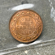 Load image into Gallery viewer, 1917 Large Cent Canada 1 Cent Coin Penny - ICCS Gem 65 Red
