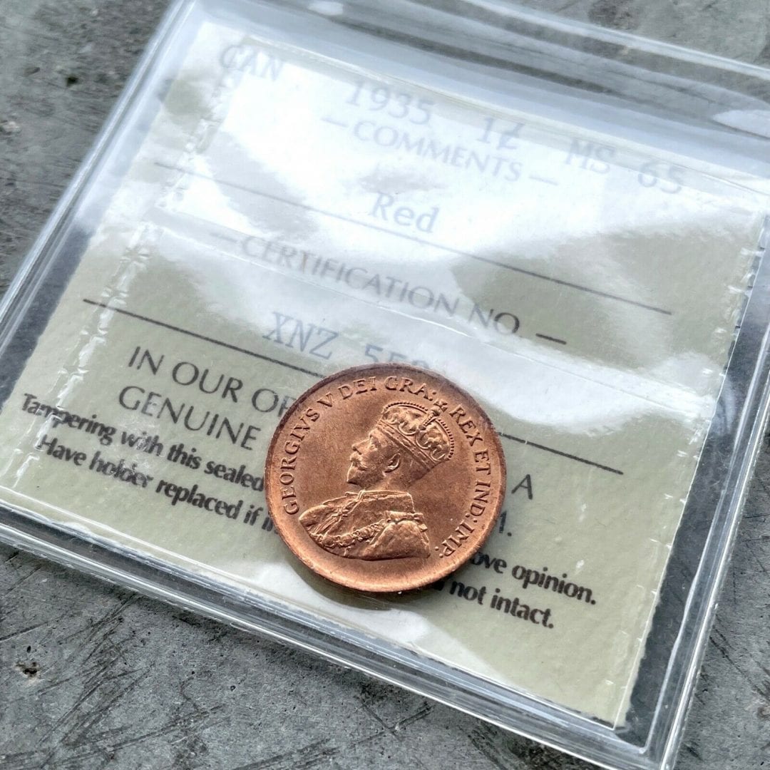 1935 Small Cent Canada 1 Cent Coin Penny - ICCS Gem 65 Red