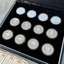 Load image into Gallery viewer, 12 x 1 oz Johnson Matthey .999 Silver Eaton round - Full Set Zodiac - With COA
