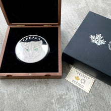 Load image into Gallery viewer, 2015 Canada Kilo .9999 Fine Silver Coin $250 - Eyes of Cougar - Stunning Enamel
