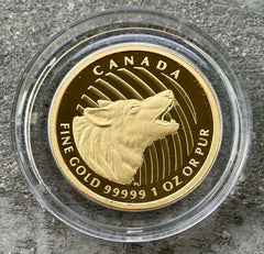 2014 Canada $200 5 Nine Pure .99999 Gold Coin - Howling Wolf