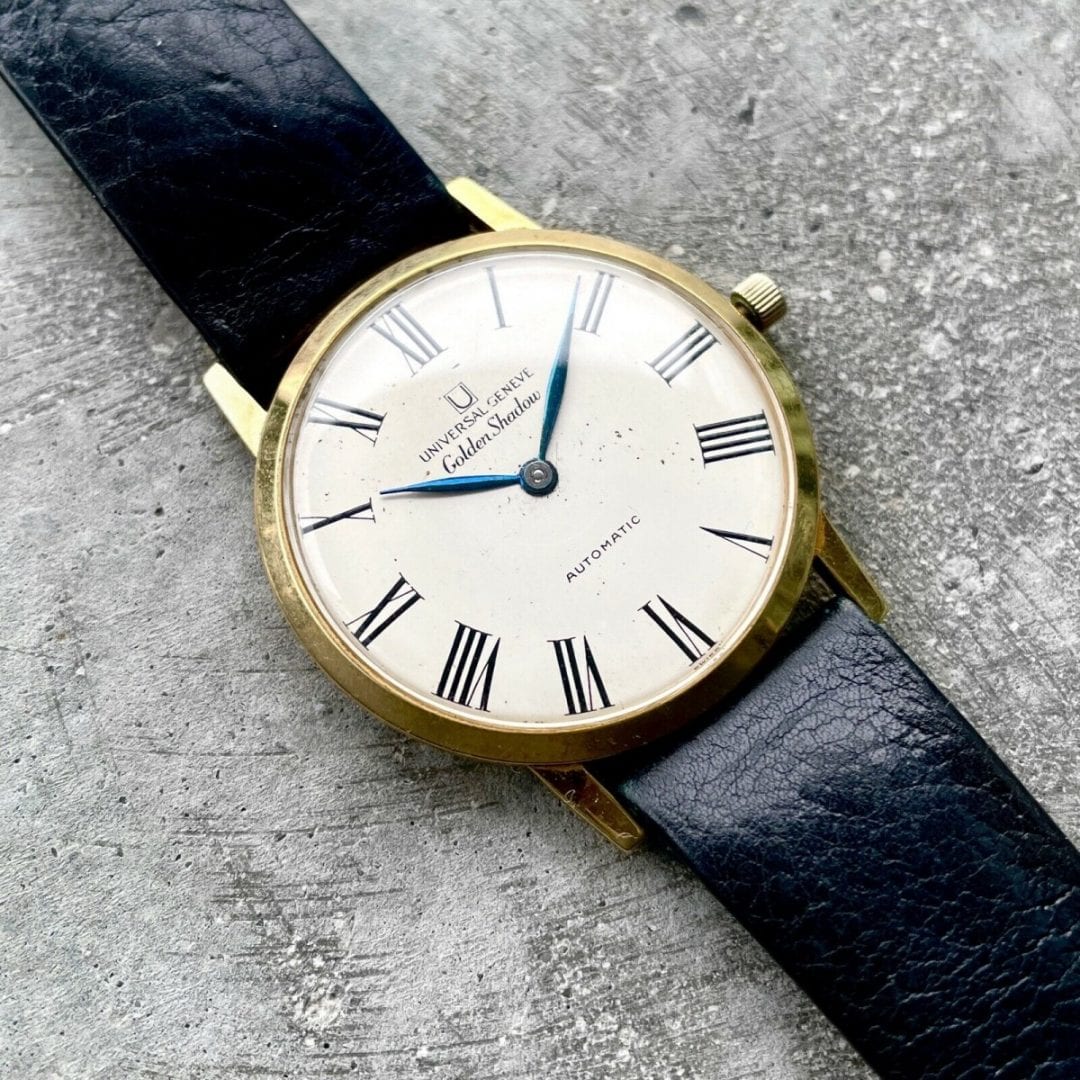 Universal Geneve 34mm Golden Shadow 18K Gold Roman Numeral Micro Rotar Automatic