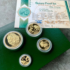 2003 South Africa .9999 Gold Coin Prestige Proof Set 1.85 oz - Natura Lion