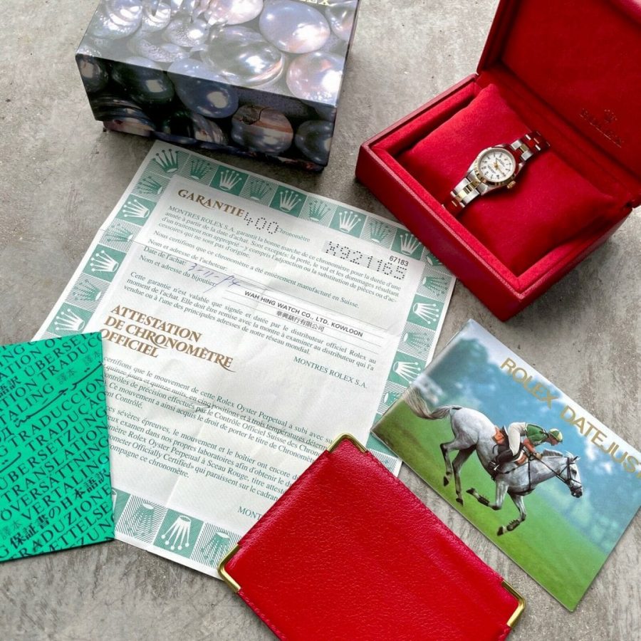 1991 Rolex 24 mm Ladies 67183 Two Tone White Oyster Box Papers NOS New Old Stock