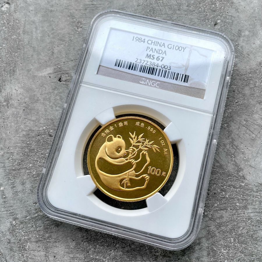 1984 Gold Panda 1 oz China Gold .999+ Fine 100 Yuan - NGC MS 67