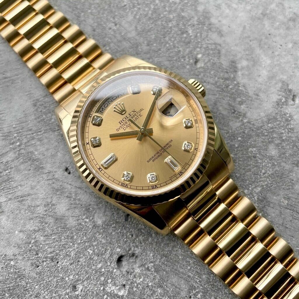 2012 Rolex 36mm President Yellow Gold 118238 - Box and Papers - Factory Diamond