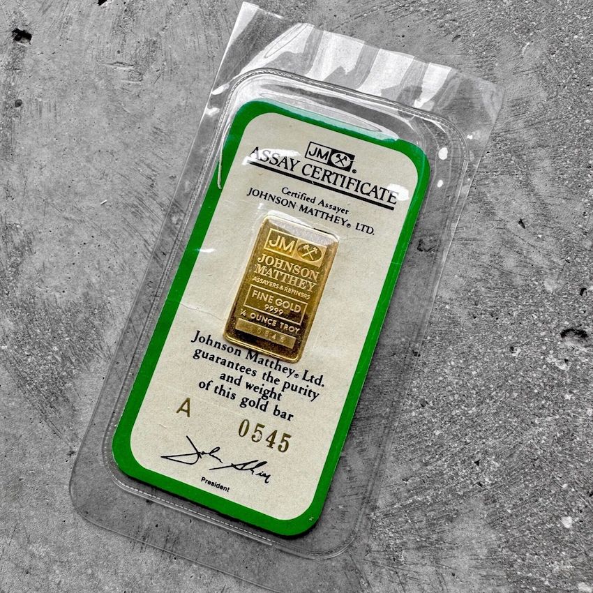 Johnson Matthey 1/4 oz Gold Bar .9999 1/4oz Sealed in Assay Card- Poast RBC Bank