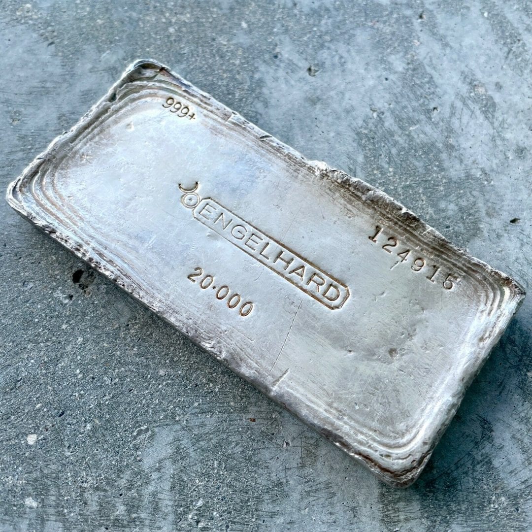 Stunning Engelhard 20 oz .999 Silver Poured Bar - Pretty Patina Pour Lines