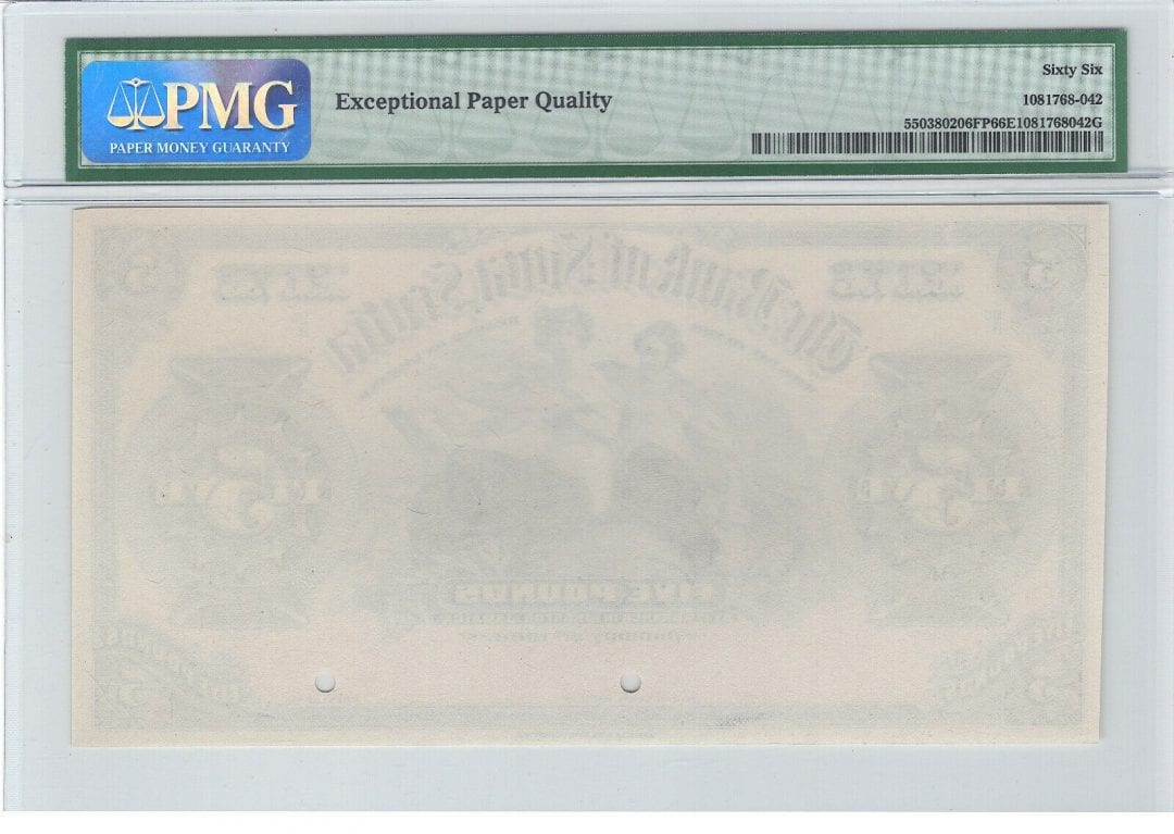 1900 $5 Canada Bank of Nova Scotia Kingston Jamaica PMG UNC 66 EPQ Front Proof