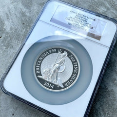 2014 Britannia High Relief £ 10 Pound 5 oz Silver Proof Coin NGC PF 70