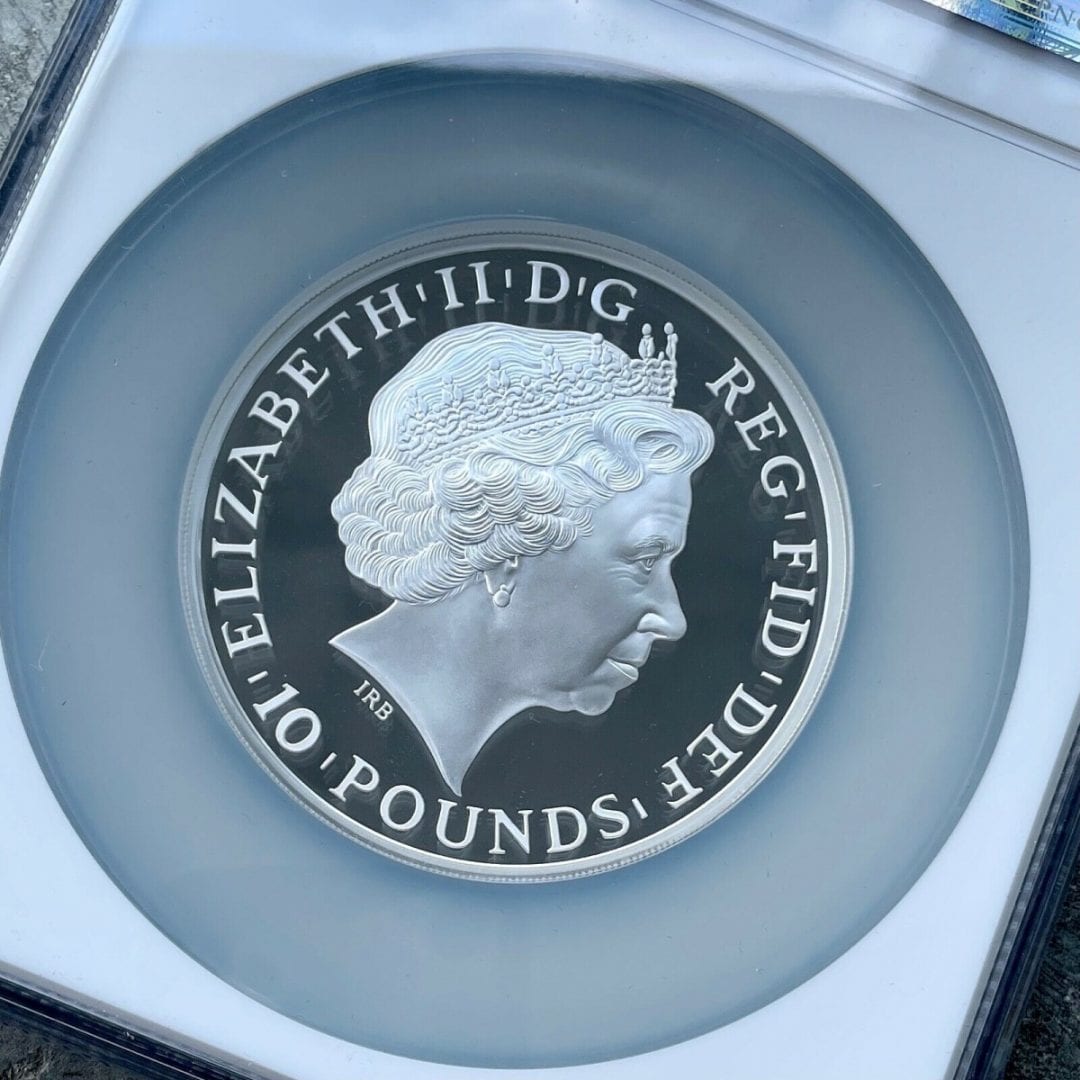 2014 Britannia High Relief £ 10 Pound 5 oz Silver Proof Coin NGC PF 70