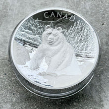 Load image into Gallery viewer, 2019 Canada 10 oz .9999 Fine Silver Coin $100 Double Concave Piedfort Brown Bear
