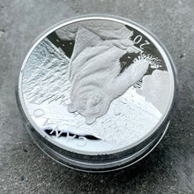 Load image into Gallery viewer, 2019 Canada 10 oz .9999 Fine Silver Coin $100 Double Concave Piedfort Brown Bear
