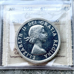 1953 Canada 1 Dollar Silver Coin One Dollar Proof Like ICCS Gem PL 65 Old Holder
