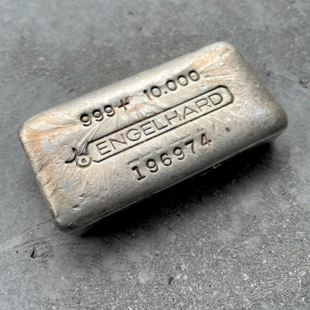 Engelhard 10 oz .999 Silver Poured Bar - Heavy Grid Back - Under 1000 Mintage