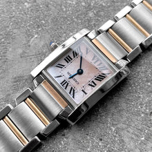 Load image into Gallery viewer, Cartier Pink MOP Mother of Pearl Tank Francaise 2384 Steel + Gold - Box Papers
