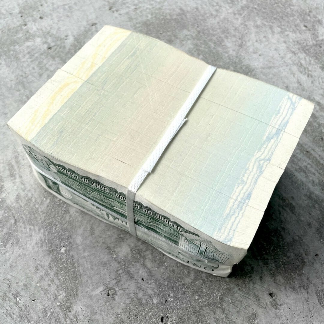 1973 Brick of $ 1 Canada Banknotes 1000 Consecutive 10x Bundle -Perfectly Sealed