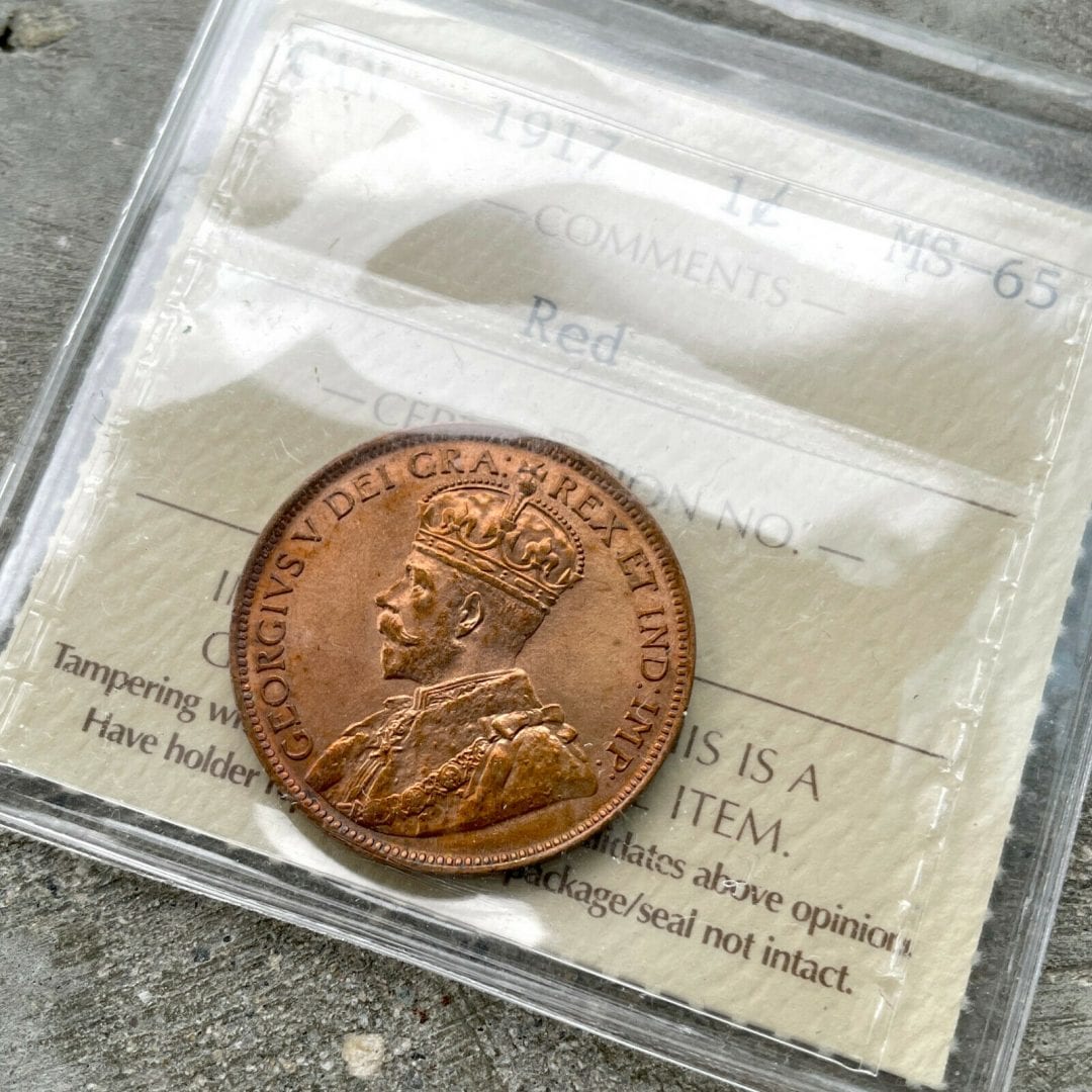 1917 Large Cent Canada 1 Cent Coin Penny - ICCS Gem 65 Red