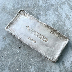 Stunning Engelhard 20 oz .999 Silver Poured Bar - Pretty Patina Pour Lines