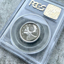 Load image into Gallery viewer, 1955 Canada 25 Cent Silver Coin One Dollar Proof Like PCGS Gem PL 67 Old Holder
