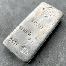Load image into Gallery viewer, Rare Johnson Matthey 1 Kilo .999 Silver Poured Bar 32.15 oz
