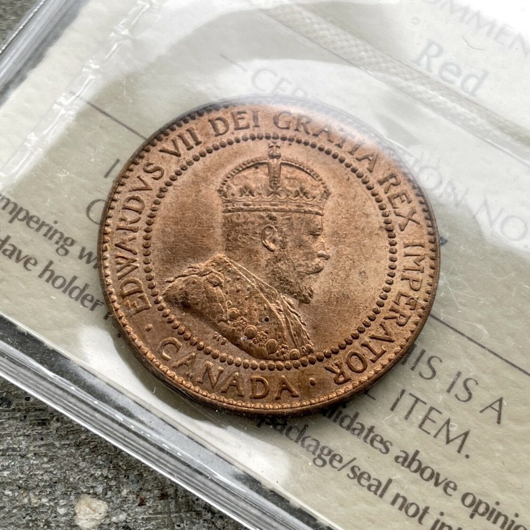 1910 Large Cent Canada 1 Cent Coin Penny - ICCS Gem 65 Red