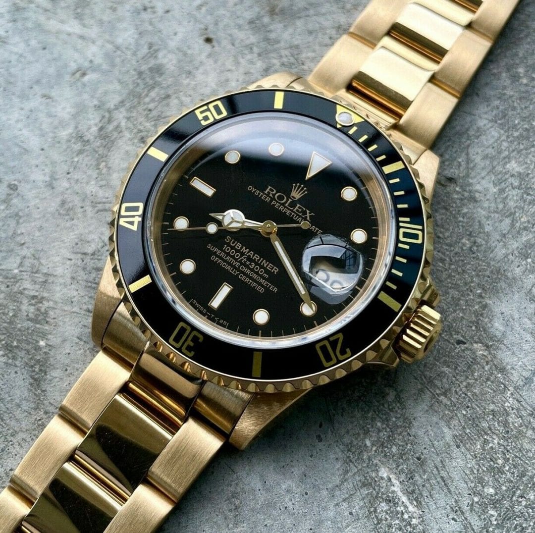 1991 Rolex Submariner Yellow Gold 16618 Black Dial - Crisp and Serviced!