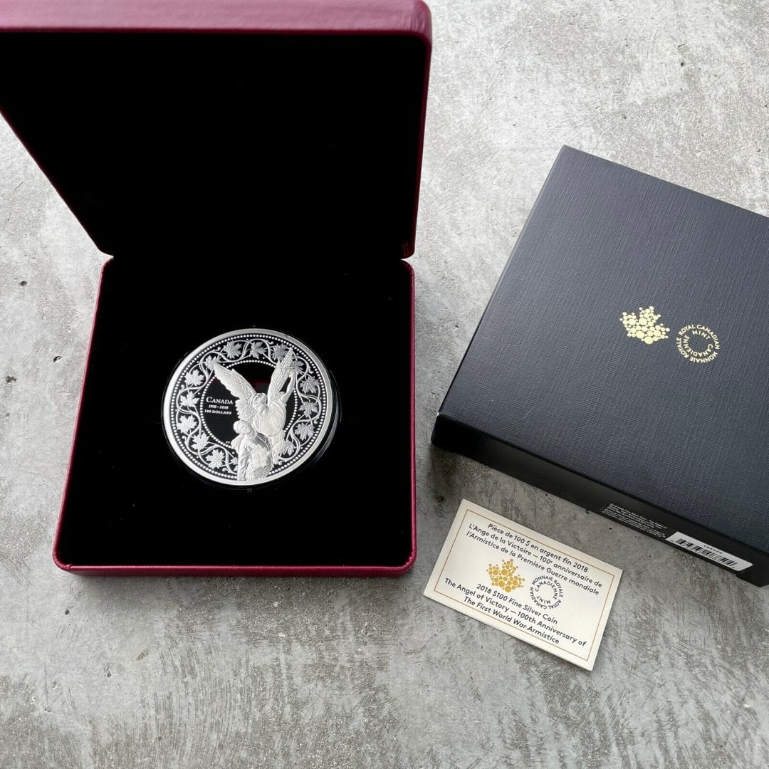 2018 Canada 10 oz .9999 Fine Silver Coin $100 - Angel of Victory World War I WWI