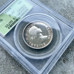 1956 Canada 50 Cent Silver Coin One Dollar Proof Like PCGS Gem PL 67 Old Holder