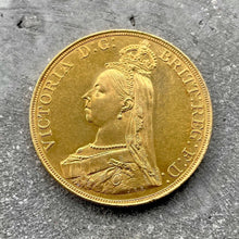Load image into Gallery viewer, 1887 Great Britain 5 Pound Gold Coin Five Sovereign - Jubilee Queen Victoria
