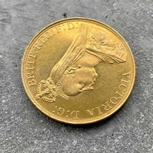 Load image into Gallery viewer, 1887 Great Britain 5 Pound Gold Coin Five Sovereign - Jubilee Queen Victoria

